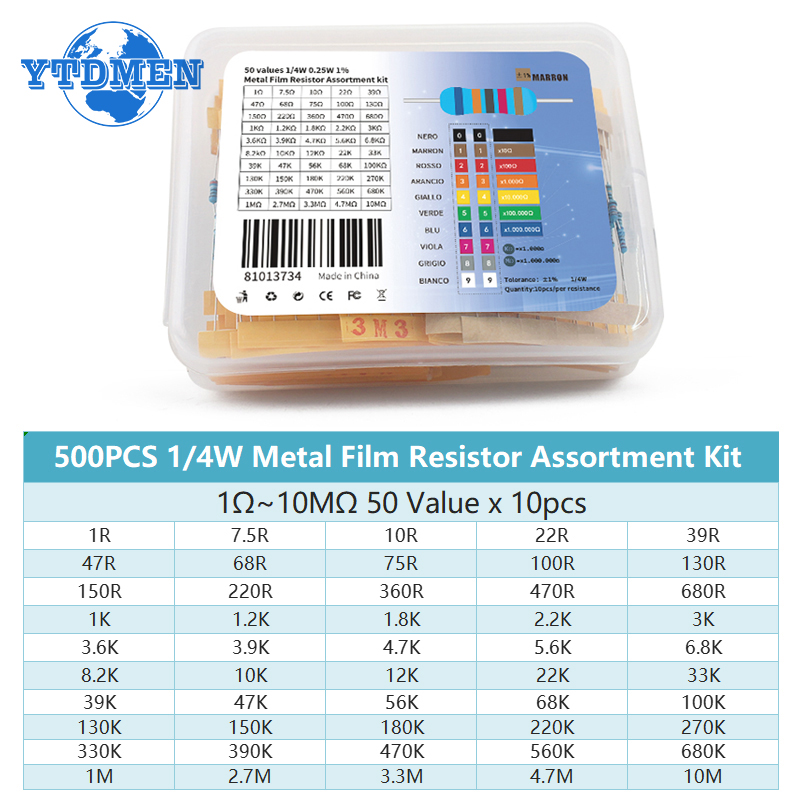 300-600PCS 1/4W Kit de resiste - Resistor Kit 1 4W review and price